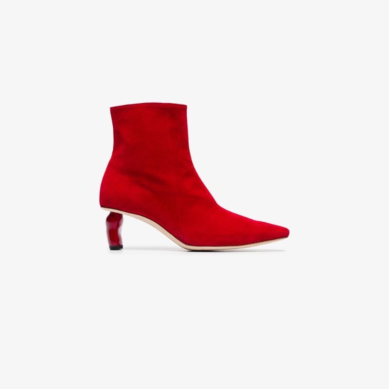 Rejina Pyo red Annie 25 curved heel suede boots | Browns Fashion