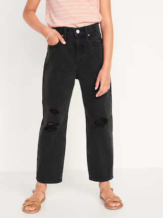 High-Waisted Slouchy Straight Black-Wash Jeans for Girls | Old Navy (US)
