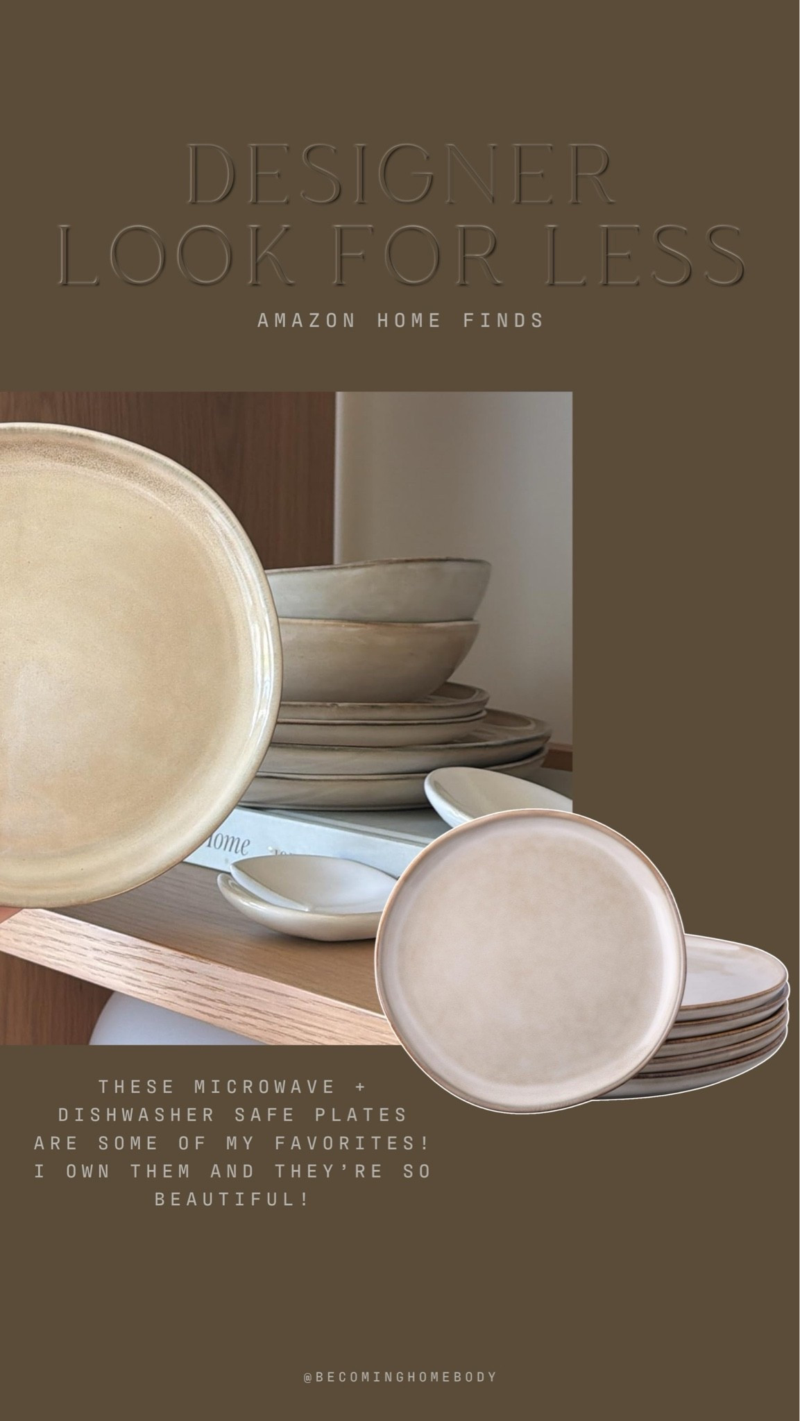 Designer look-for-less on Amazon: the prettiest stoneware dinnerware set. 🤍 I absolutely love these pretty cream dishes — and they’re from Amazon! Such a pretty neutral kitchen find.