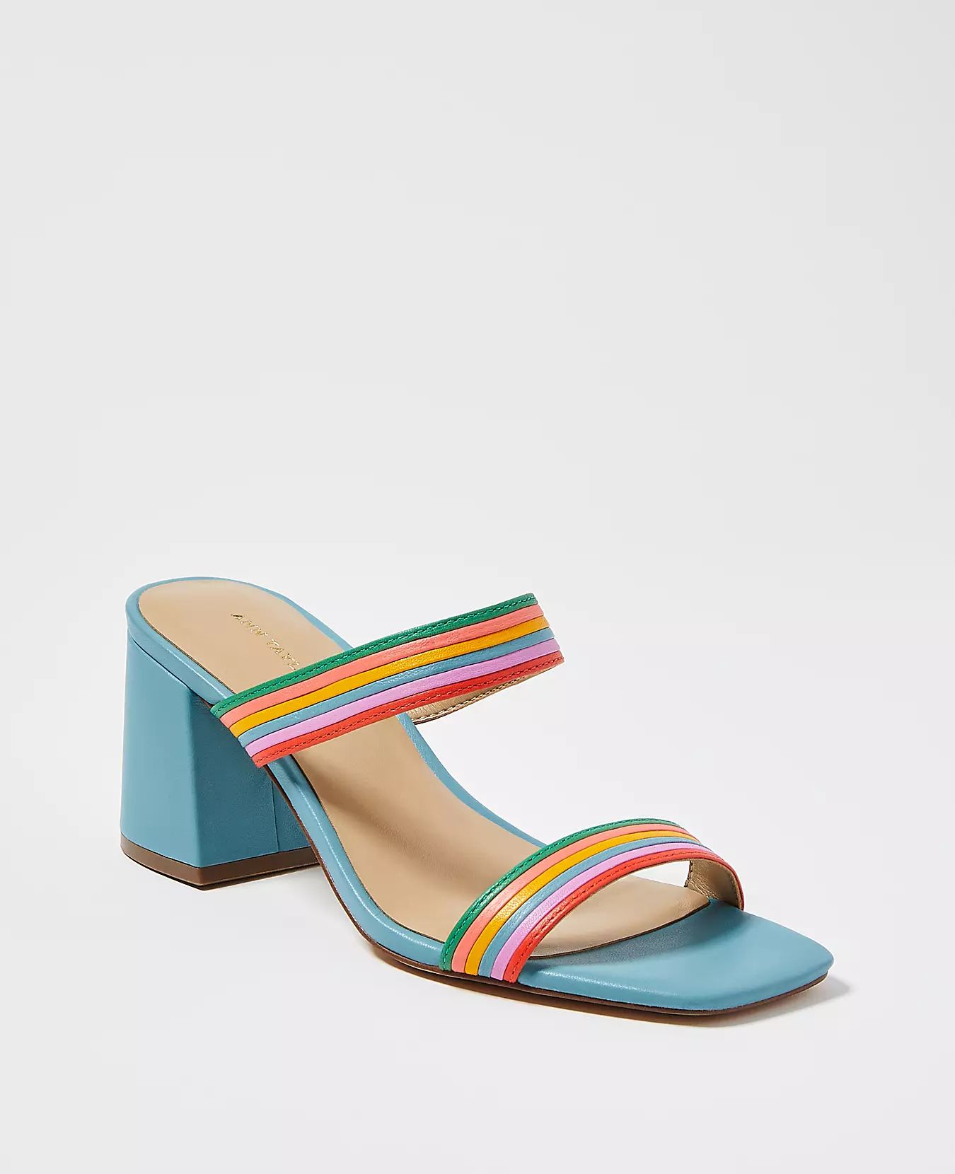Machelle Rainbow Leather Block Heel Sandals | Ann Taylor | Ann Taylor (US)
