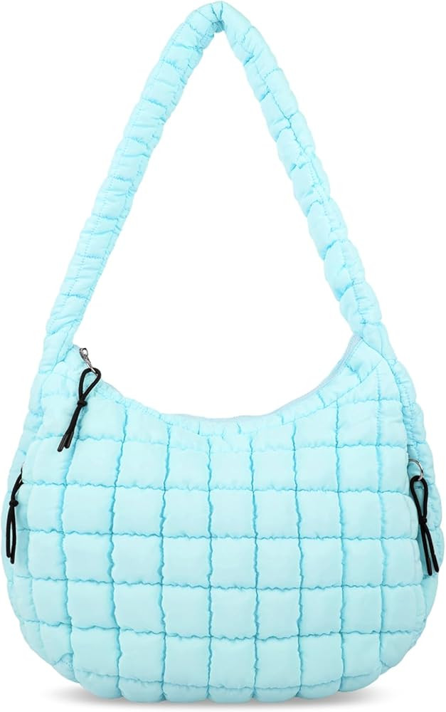 Quilted Puffer Tote Bag for Women Large Quilted Crossbody Bag Lightweight Nylon Puffy Quilted Car... | Amazon (US)