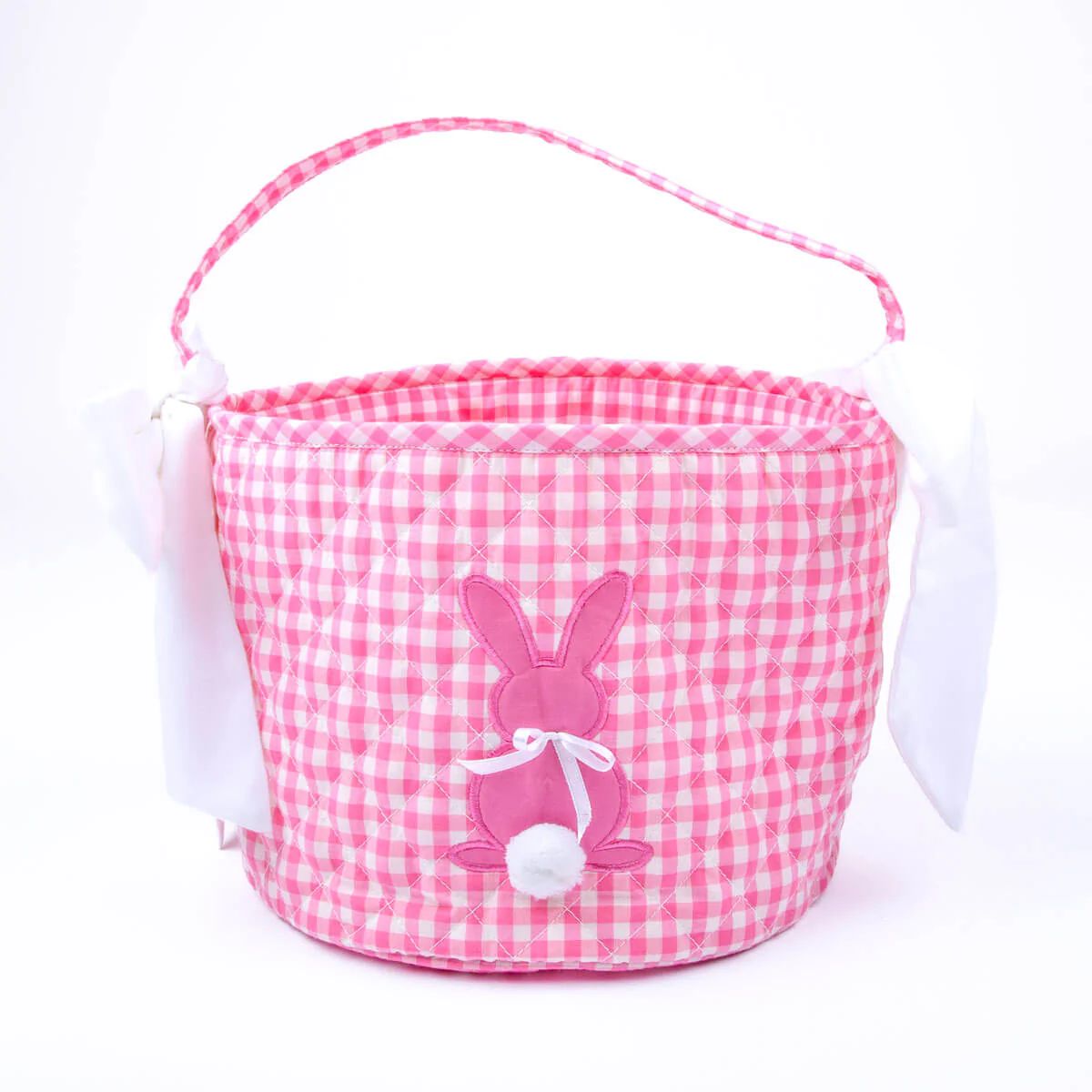 Easter Basket Bunny Applique Pink Gingham | Classic Whimsy
