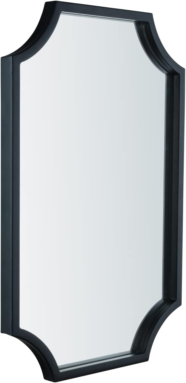 Hamilton Hills Metal Framed 24x36 inch Black Scalloped Mirror | Large Rectangle Decorative Mirror... | Amazon (US)