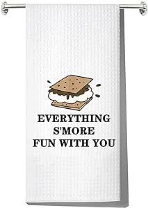 LEVLO Funny S'Mores Marshmallow Kitchen Towel Smores Lover Gift Everything S'More Fun with You Te... | Amazon (US)