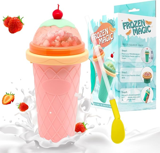 Slushie Cup, Smoothie Cups with Lids & Straws, Slushy Cup for Juices, Milk and Ice Cream Make, Po... | Amazon (US)