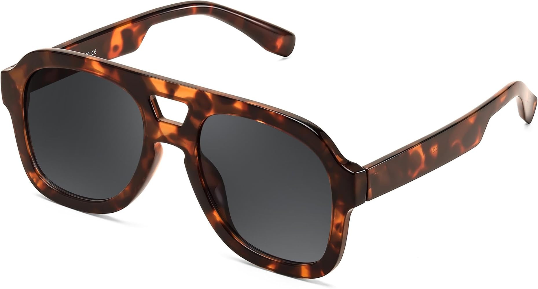 FEISEDY Vintage Aviator Sunglasses Double Bridge Women Men Large Square Thick Frame Trendy Eyewea... | Amazon (US)