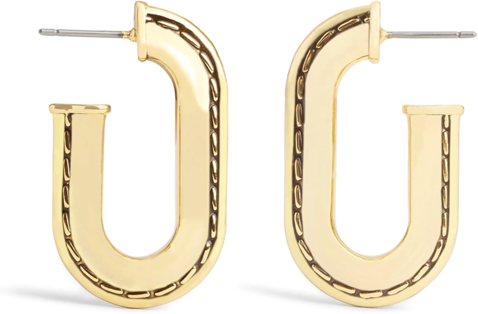 COACH Womens Stitched Oval Hoop Earrings | Amazon (US)