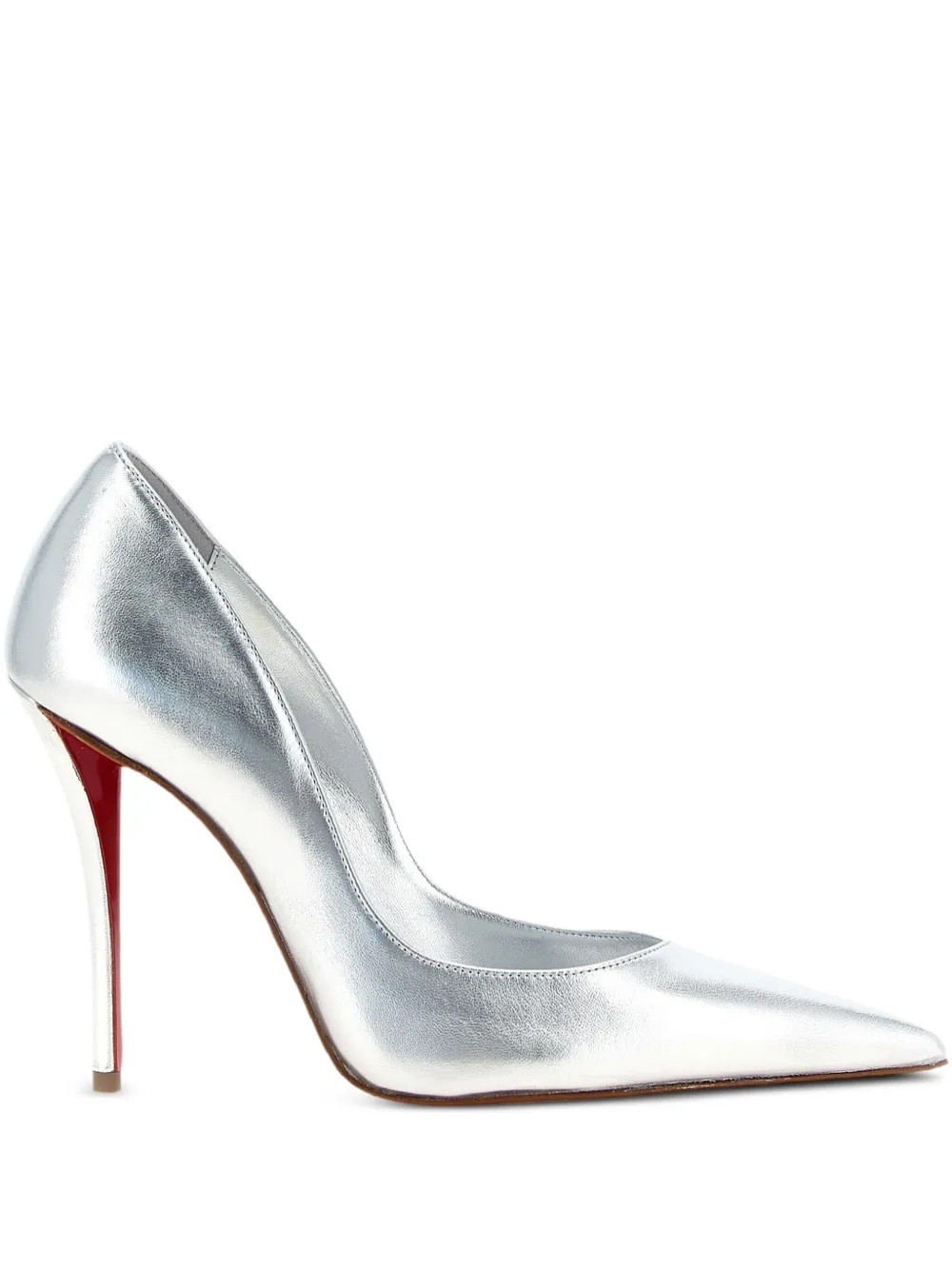 Christian Louboutin 100mm Miss Z Leather pointed-toe Pumps | Silver | FARFETCH | Farfetch Global