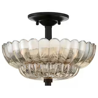 Quoizel Whitecap 3-Light Mottled Cocoa Semi-Flush Mount WHP1712MC - The Home Depot | The Home Depot