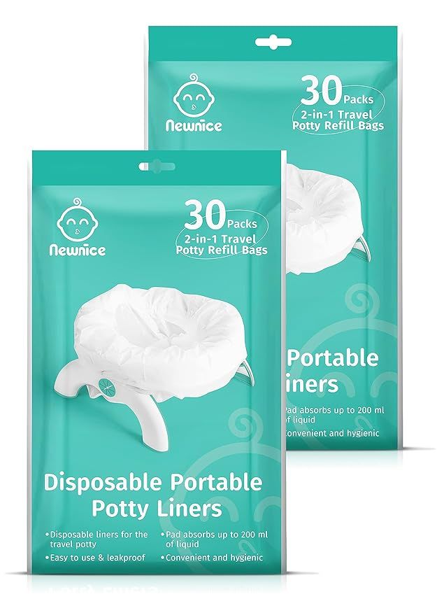 Newnice 60 Packs Potty Liners Disposable with 200ML Absorbent Pads, Travel Potty Refill Bags Comp... | Amazon (US)