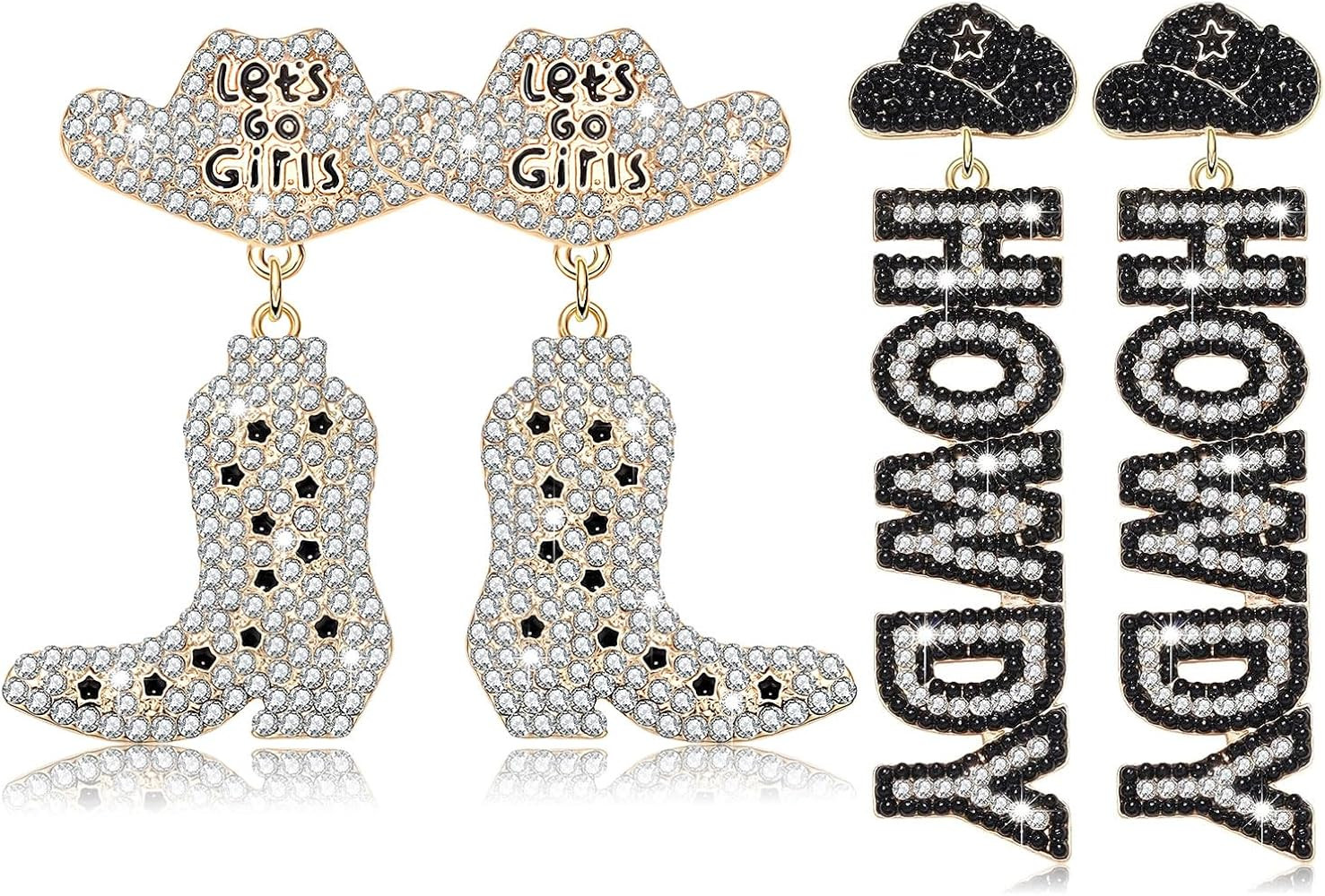 Western Cowgirl Earrings for Women Beaded Howdy Earrings Rhinestone Cowboy Boot Hat Earrings Rode... | Amazon (US)