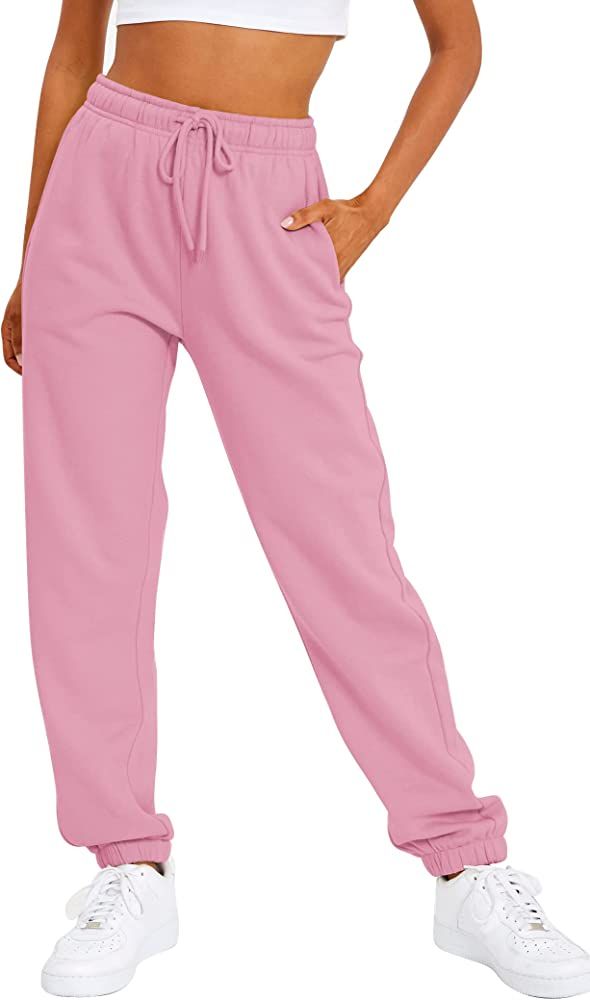 AUTOMET Women’s Fleece Lined Sweatpants Baggy Cinch Bottom Lounge Pants Drawstring Casual Athle... | Amazon (US)