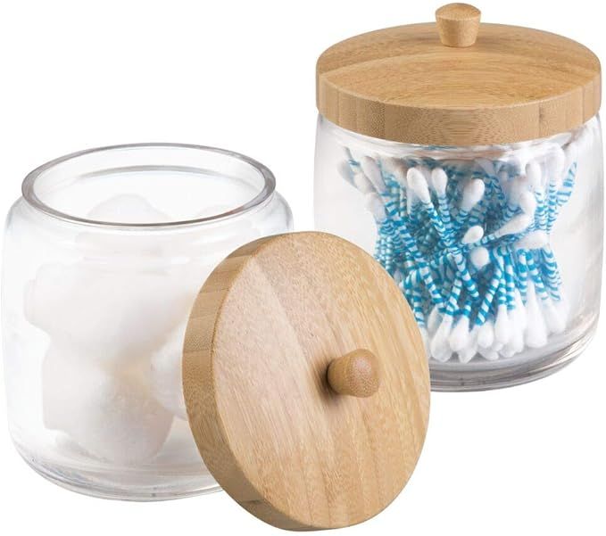 mDesign Glass Bathroom Vanity Storage Organizer Canister Jar for Cotton Balls, Swabs, Beauty Blen... | Amazon (US)