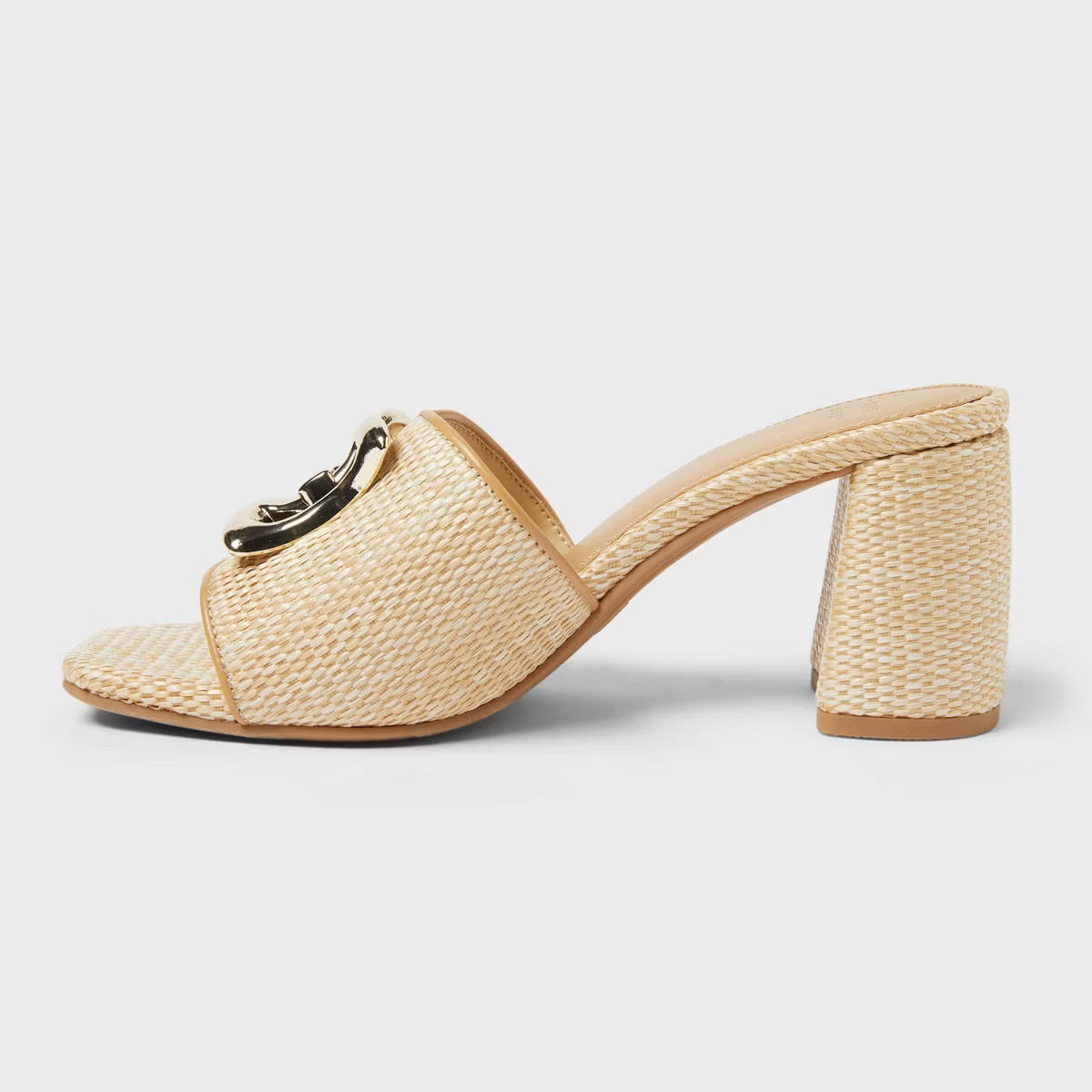 Women's Arden Raffia Ornamented Block Heels with Memory Foam Insole - A New Day™ Tan | Target