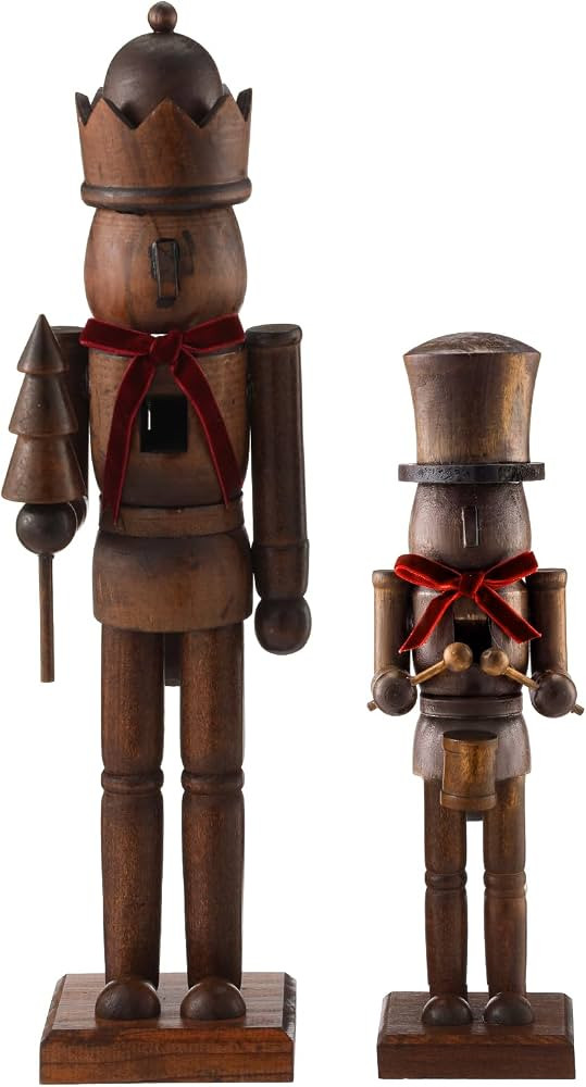 Weysat 2 Pcs Dark Wood Christmas Nutcracker Figure Wooden | Amazon (US)