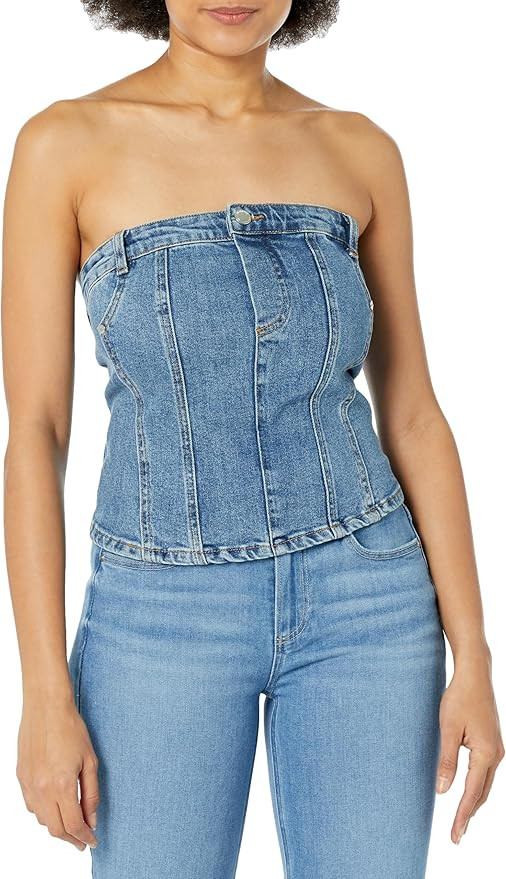[BLANKNYC] Womens Women's Denim Bustier With Smocking DetailBustier | Amazon (US)