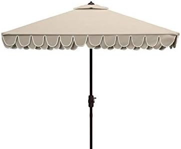 Safavieh Outdoor Elegant Valance White and Black 7'6" Square UV Protected Umbrella, White/Black | Amazon (US)