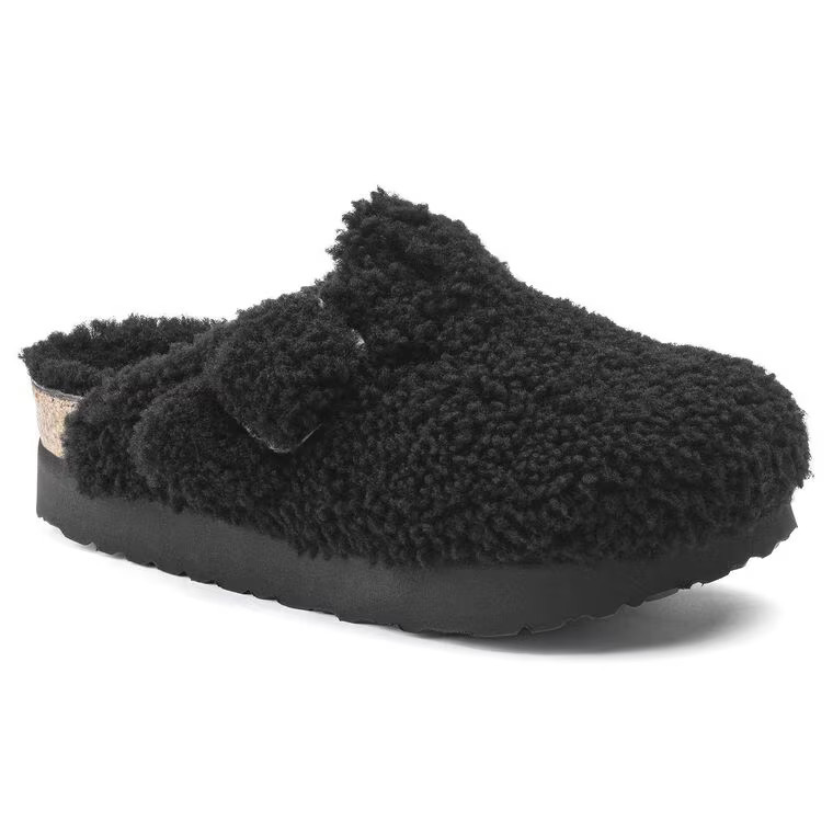 Boston Big Buckle Flex Platform Shearling Teddy Black | BIRKENSTOCK | Birkenstock USA