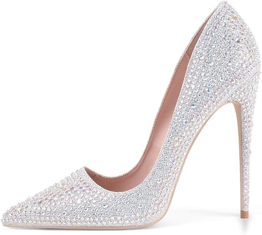 Elisabet Tang Women Pumps, Pointed Toe High Heel Glitter Rhinestone Heels Sparkly Prom Shoes Stil... | Amazon (US)