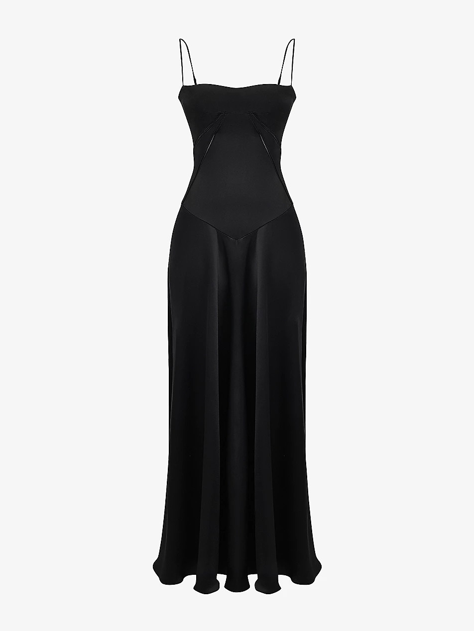 Anabella fitted-bodice lace-up satin maxi dress | Selfridges
