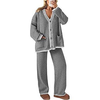 PRETTYGARDEN Lounge Sets for Women Fall 2025 Loungewear 2 Piece Outfits Cardigan Sweaters Track S... | Amazon (US)