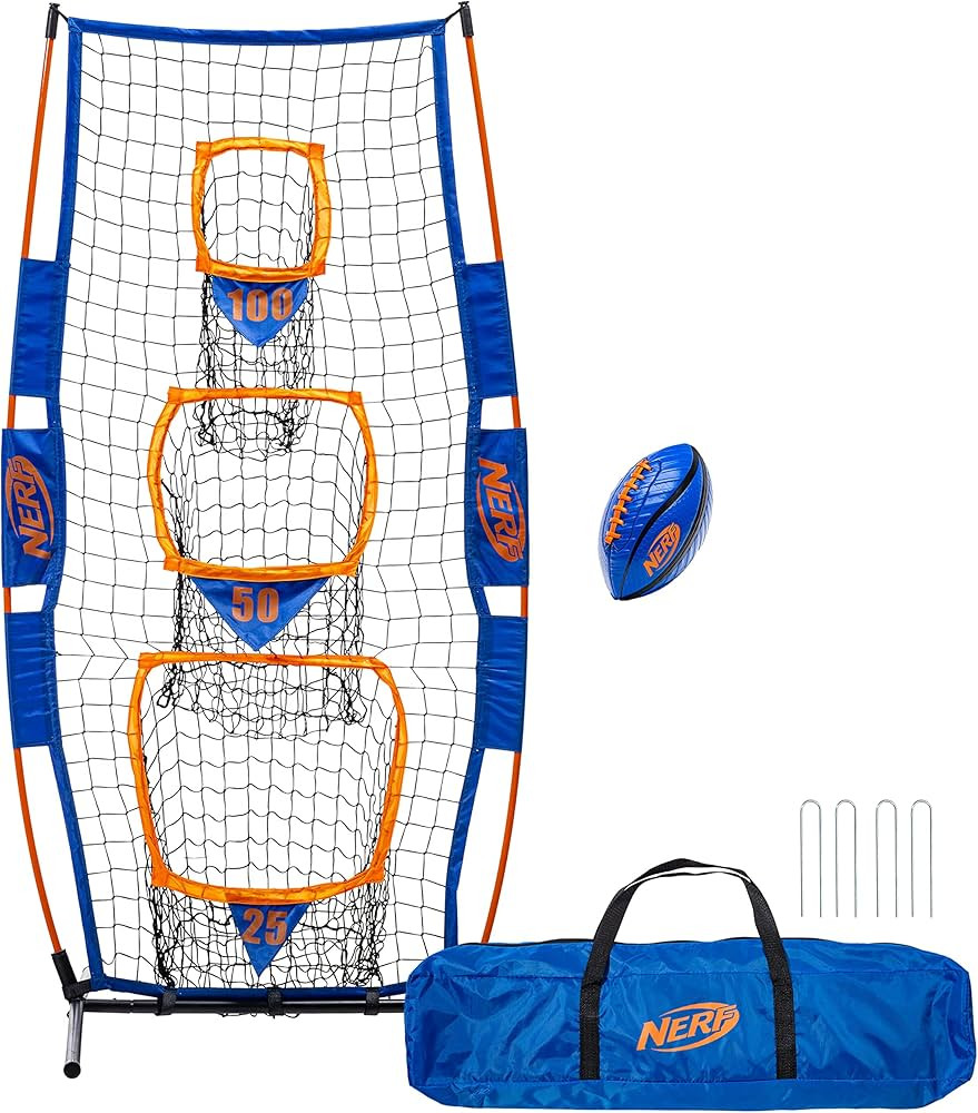 NERF Pro Pass Football Target Toss Net - Kids Football Passing Game Set - 5' x 2' Target Net with... | Amazon (US)