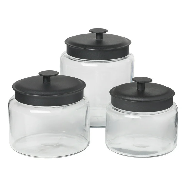Anchor Hocking Glass Jars with Black Metal Lids, 3 Piece Set | Walmart (US)