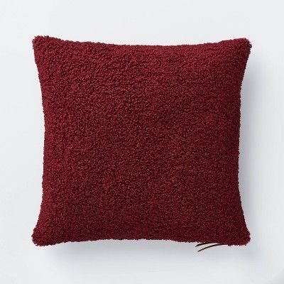 Boucle Square Pillow with Exposed Zipper Burgundy - Threshold&#8482; designed with Studio McGee | Target