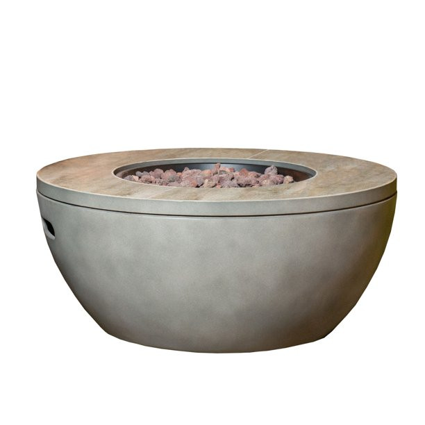 Bond Montavino 28" Round Faux Concrete Gas Fire Pit - Walmart.com | Walmart (US)