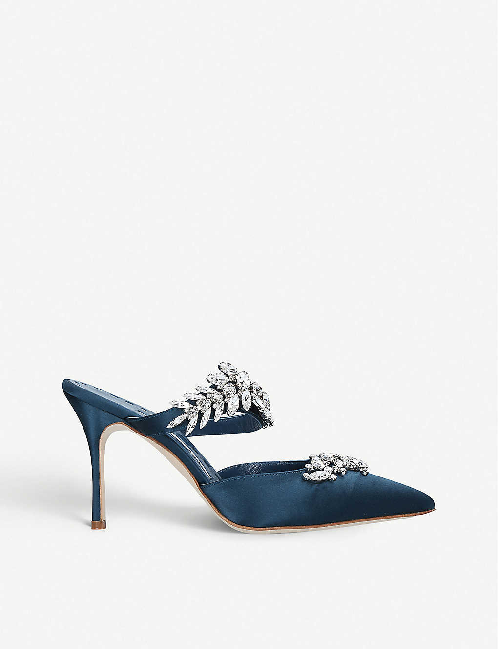 Lurum 90 crystal-embellished satin mules | Selfridges