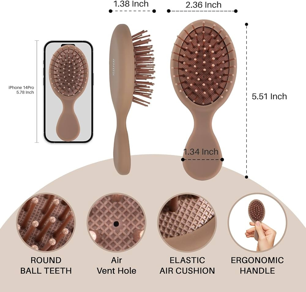 RHOS Mini Hair Brush for Women,Men and Kids-Travel Size Hair Brush for Purse,Pocket,backpack-Smal... | Amazon (US)