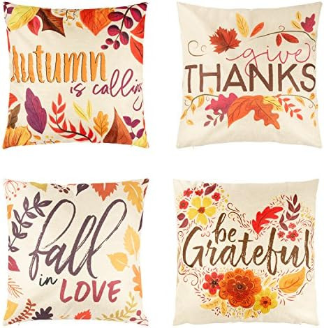 Thanksgiving Throw Pillow Covers (17.4 x 17 in, 4 Designs, 4 Pack) | Amazon (US)