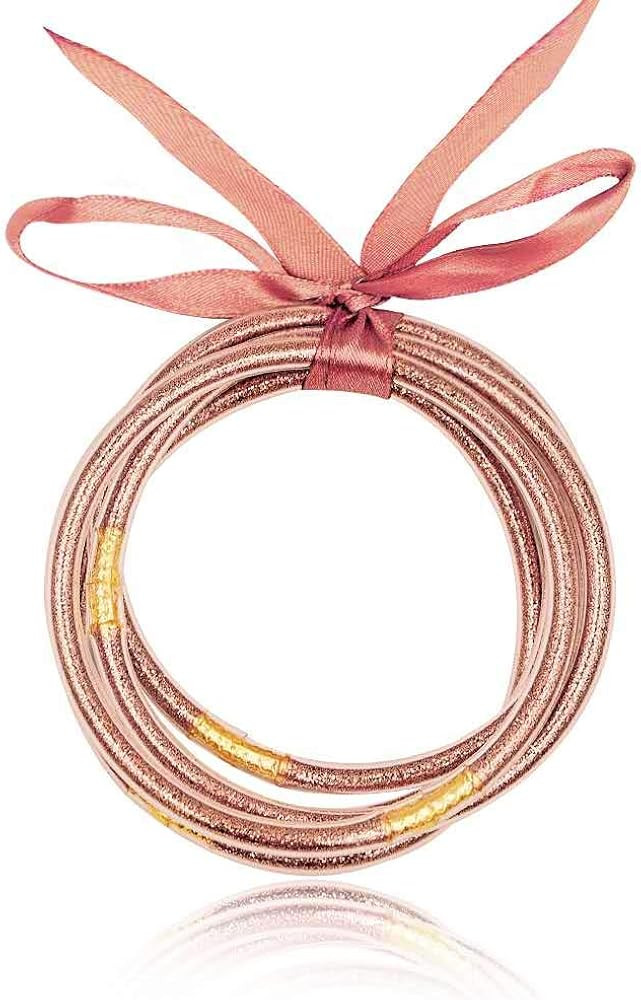 Glitter Jelly Bangle Bracelet Set - Gold Powder Lining Fashion Jewelry - Lightweight Cute Bracele... | Amazon (US)