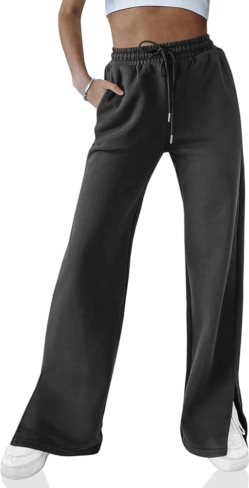 SySea Women's Wide Leg Sweatpants High Waisted Split Flare Leg Workout Pants with Pockets | Amazon (US)