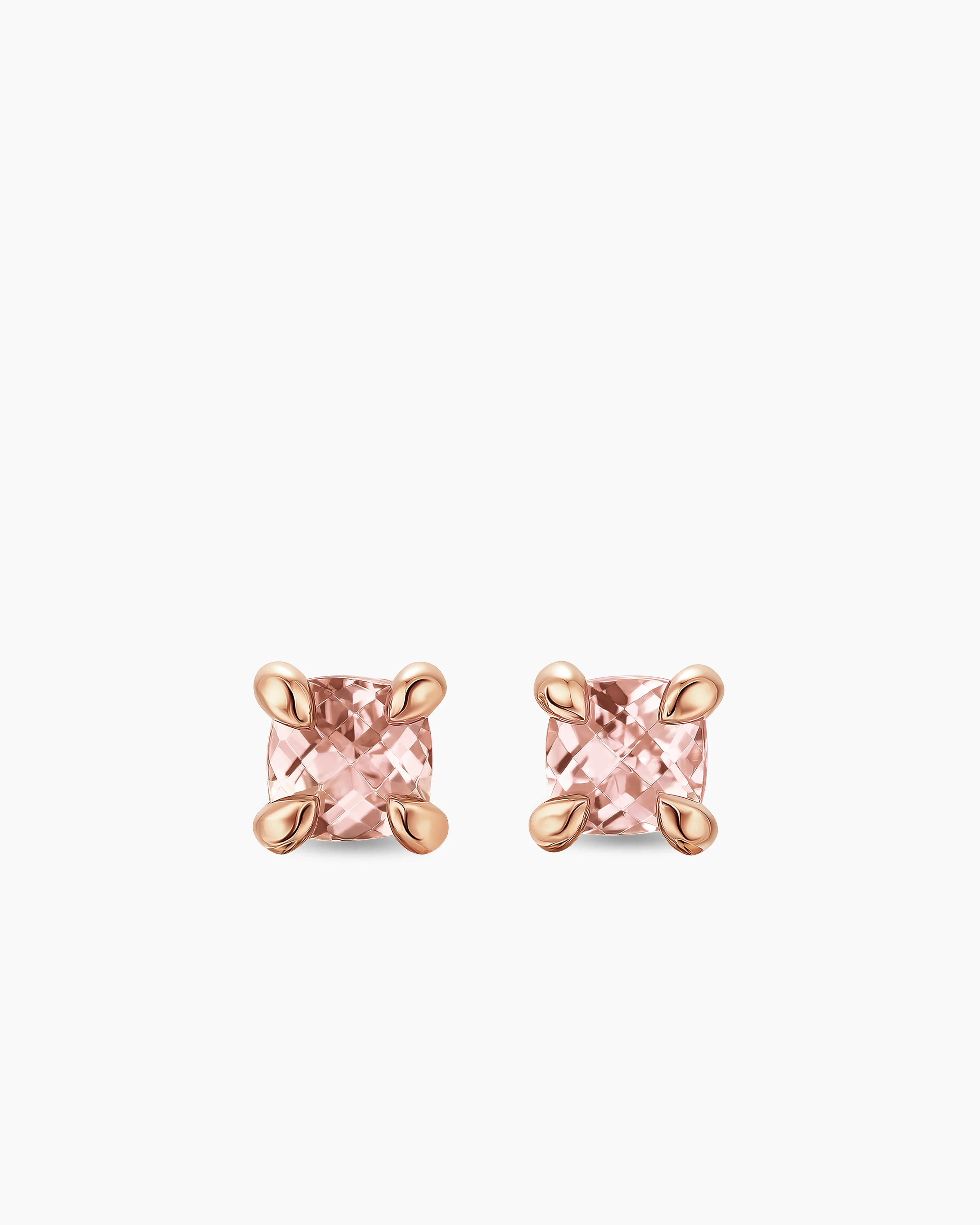 David Yurman | Micro Chatelaine® Stud Earrings in 18K Rose Gold with Morganite, 4.8mm | David Yurman