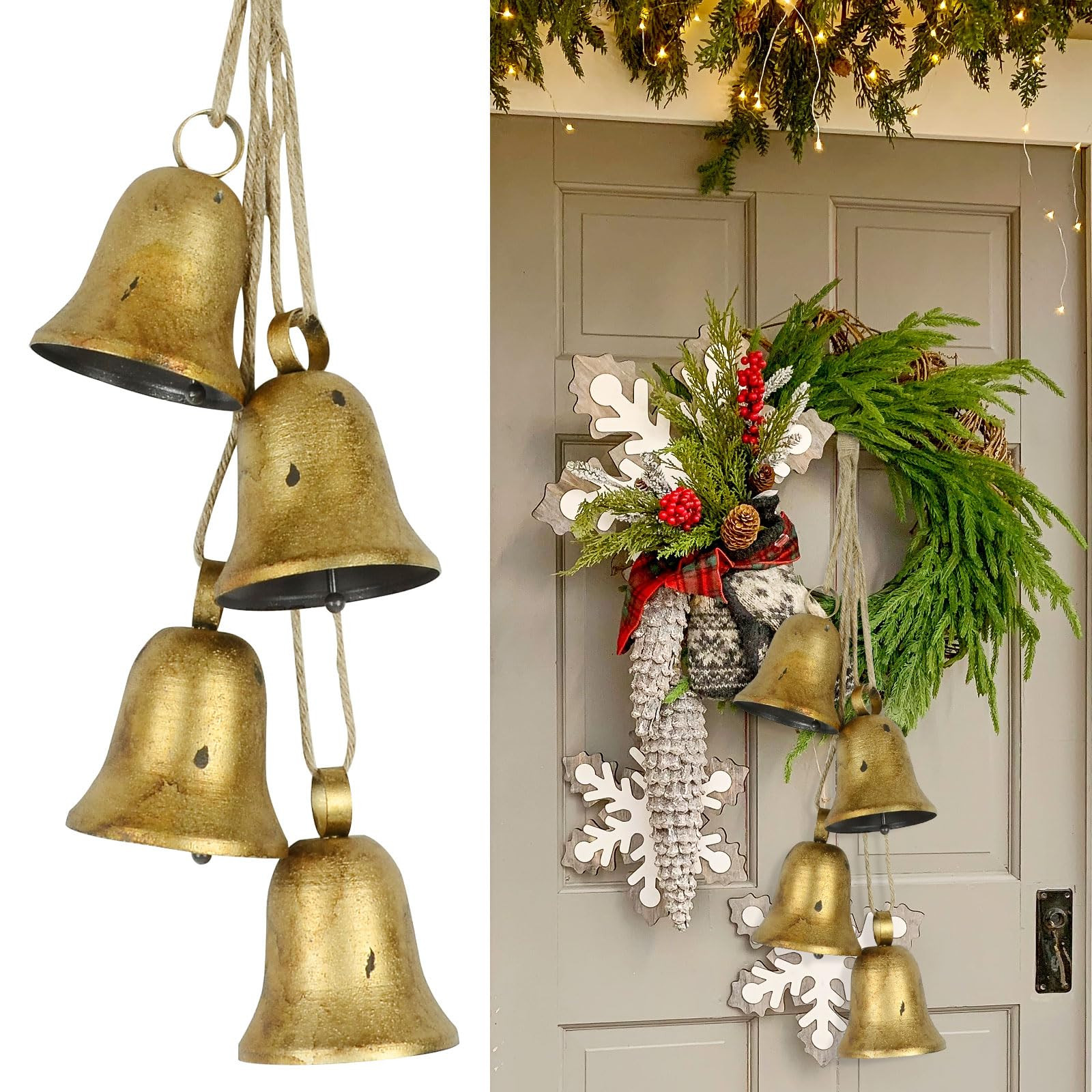 Christmas Decor Cow Bell Door Decor Gold Bell Bells for Christmas Tree Decorative Bells Christams... | Amazon (US)