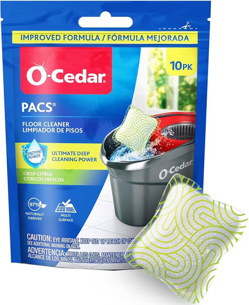 O-Cedar PACS Hard Floor Cleaner, Crisp Citrus Scent 10 Count (1-Pack) | Made with Naturally-Deriv... | Amazon (US)