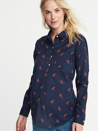 Maternity Lightweight Lobster-Print Classic Shirt | Old Navy US