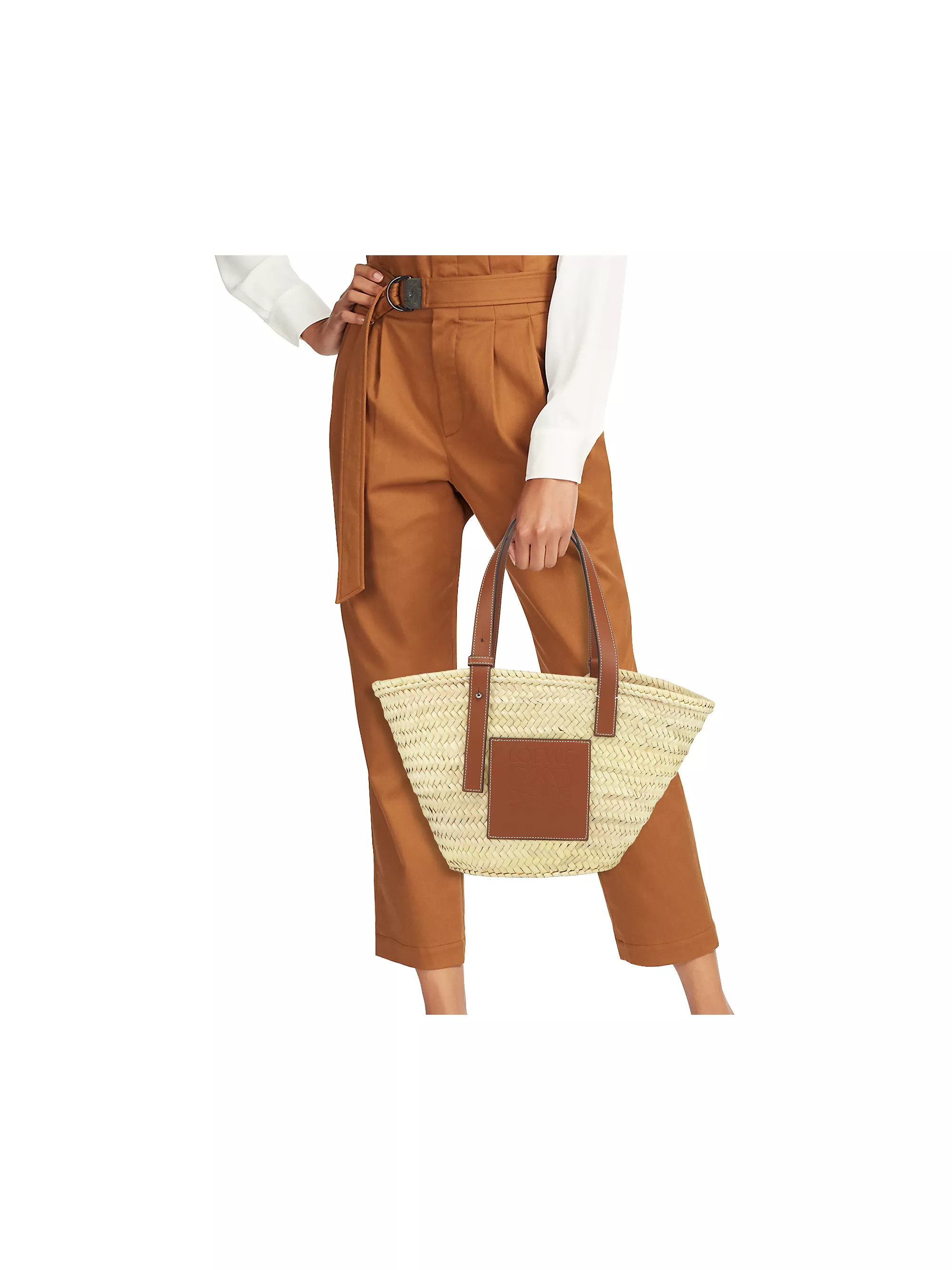 Medium Leather-Trimmed Woven Basket Bag | Saks Fifth Avenue