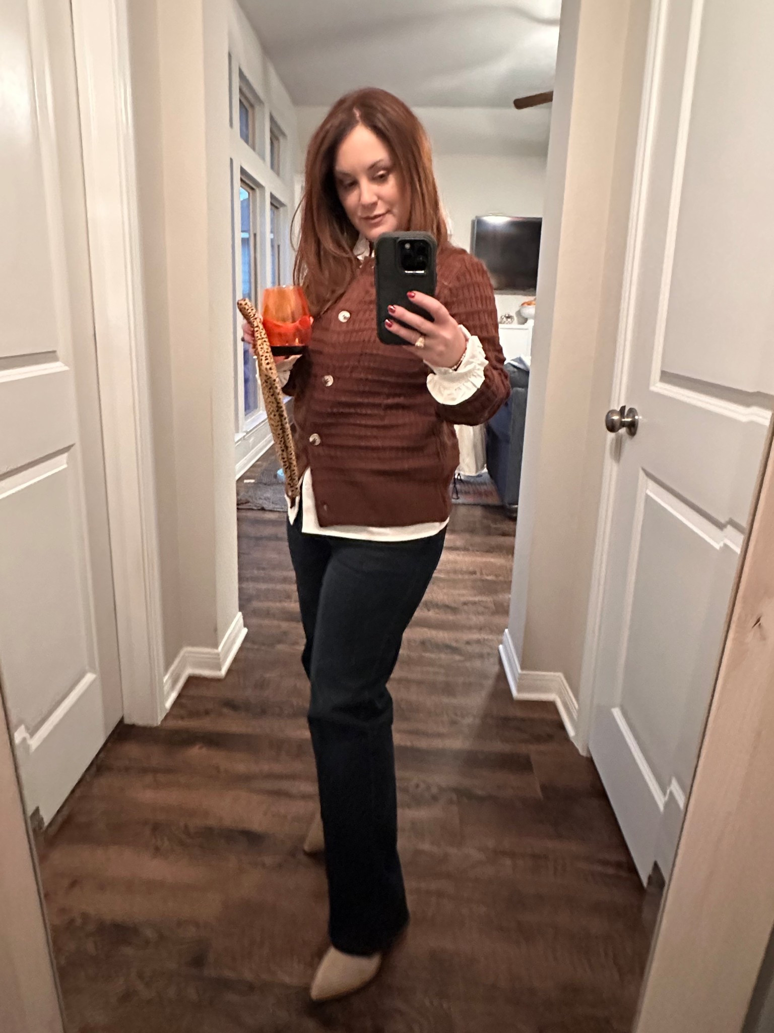 Casual date night outfit. I’m currently living in my Mother jeans and I loved pairing it with a neutral sweater and crisp white button down mock neck. 

#LTKmomlife #LTKootd #LTKOver40
