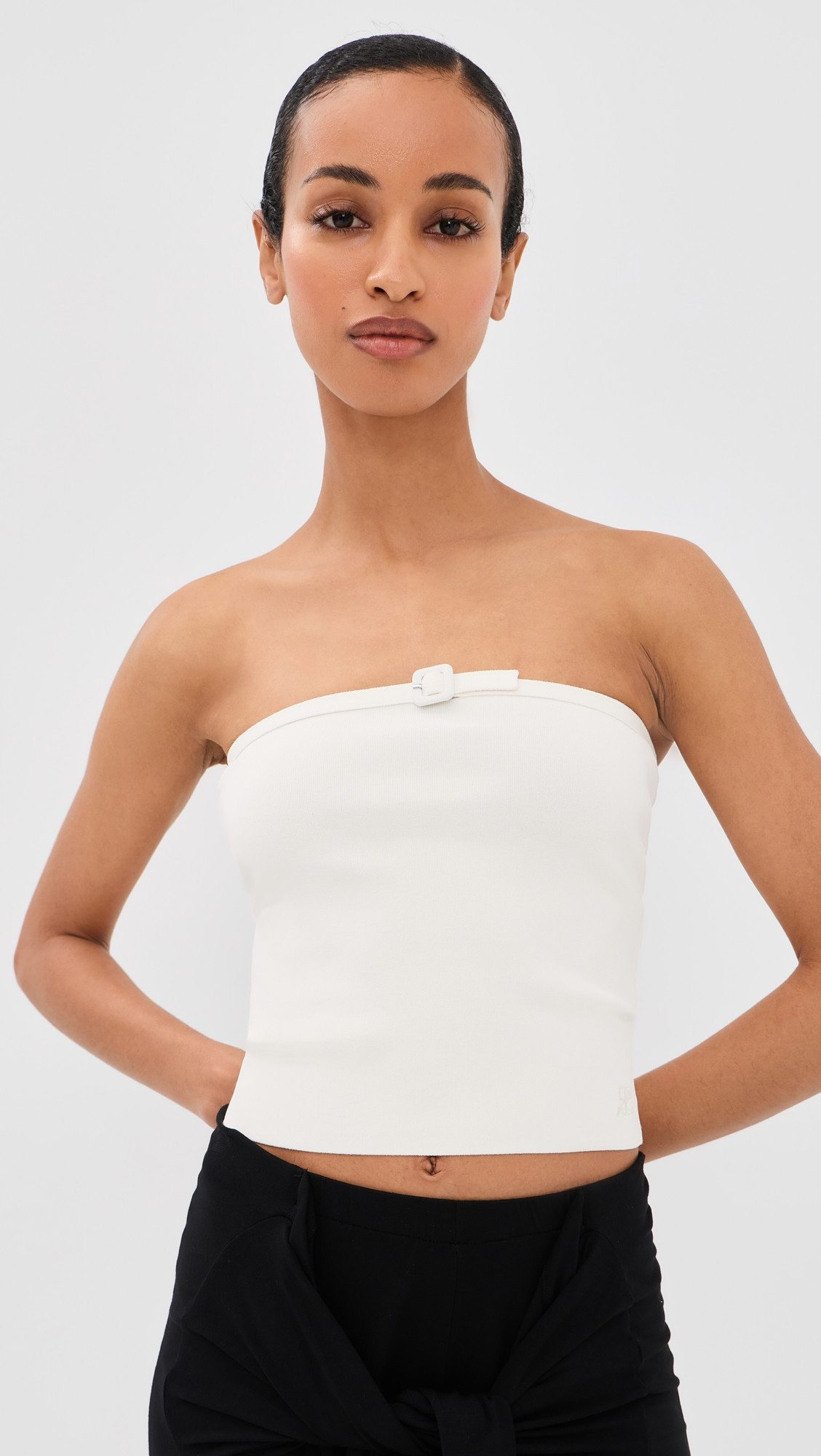 Courrèges Buckle Knit Bustier Top Natural L | Shopbop