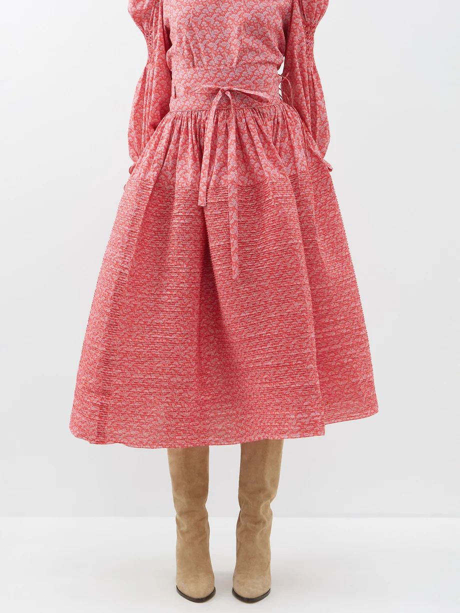 Toga printed stitch-pleated cotton midi skirt | Horror Vacui | Matches (US)