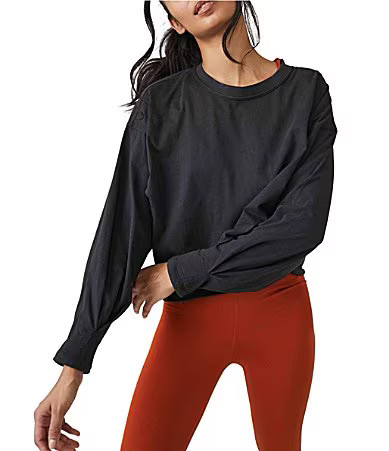 Free People FP Movement Inspire Layer Cropped Long Sleeve Shirt - L | Dillard's