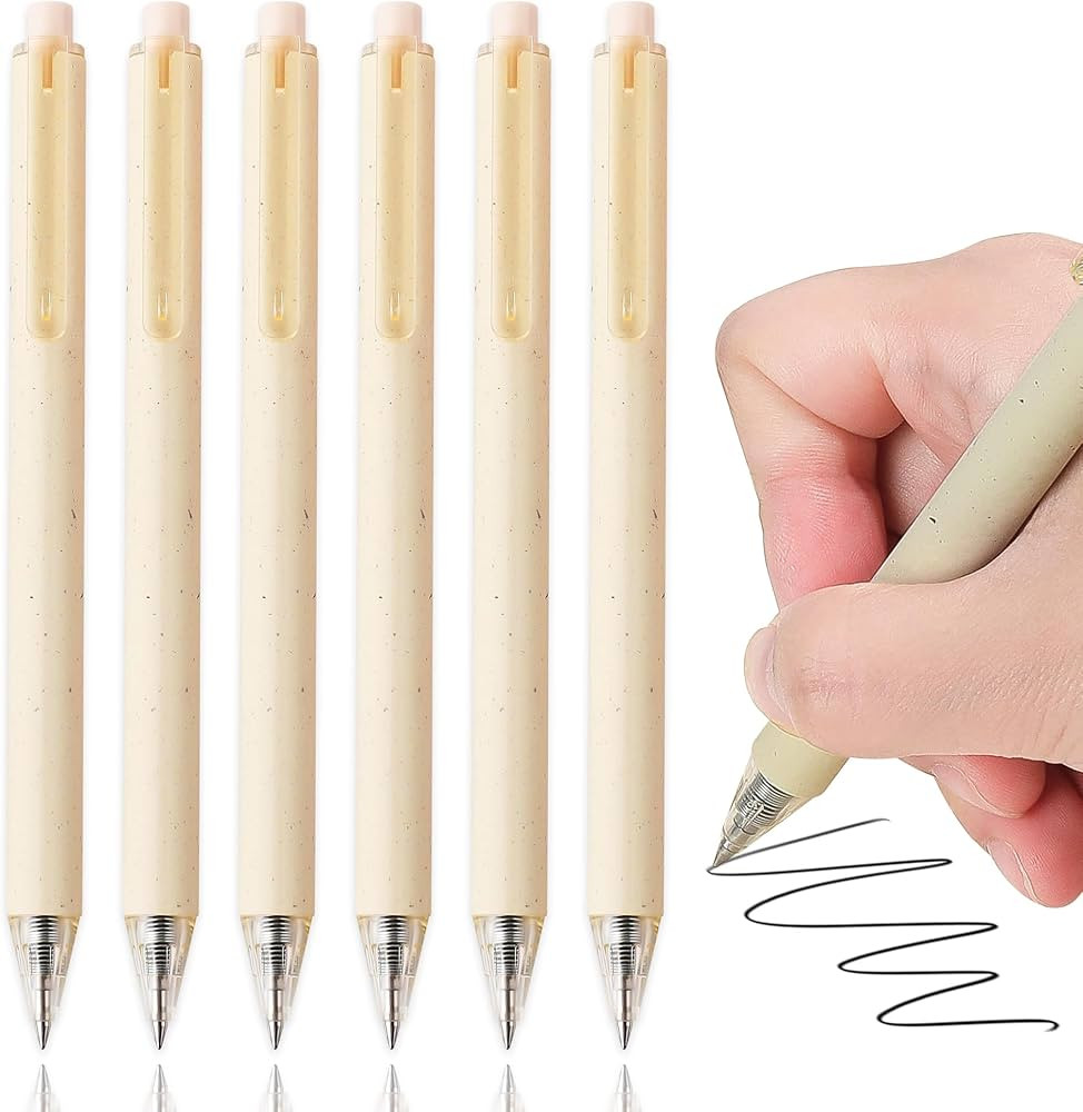 RIANCY Gel Pens, 6 Pcs 0.5mm Black Ink Pens Fine Point Aesthetic Pens Smooth Writing Pen Cute Off... | Amazon (US)