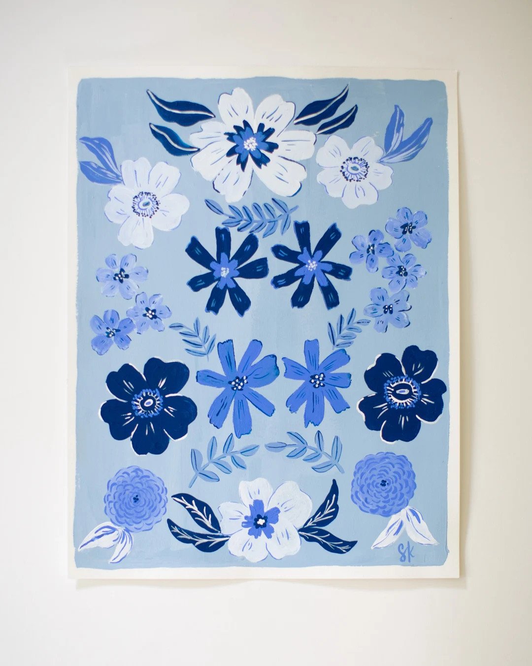 Original Gouache Painting on Paper - Blue Flower Fields - 11" x 14" Unframed | Etsy (US)