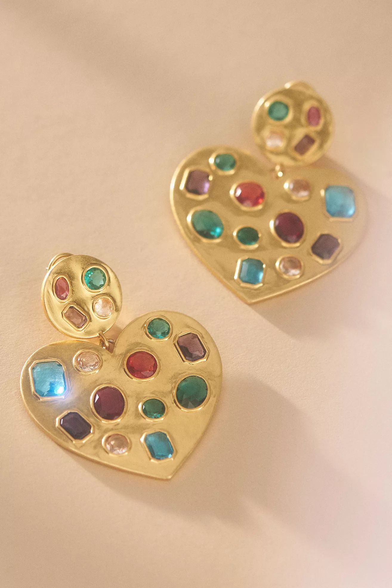 Lele Sadoughi Rainbow Pop Heart Crystal Earrings | Anthropologie (US)