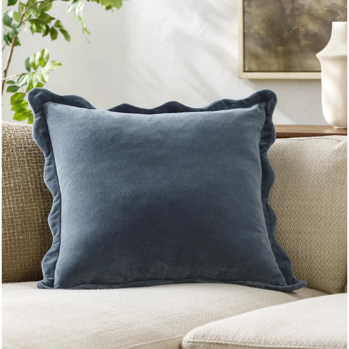 Collier Scalloped Edges Cotton Reversible Throw Pillow | Wayfair North America