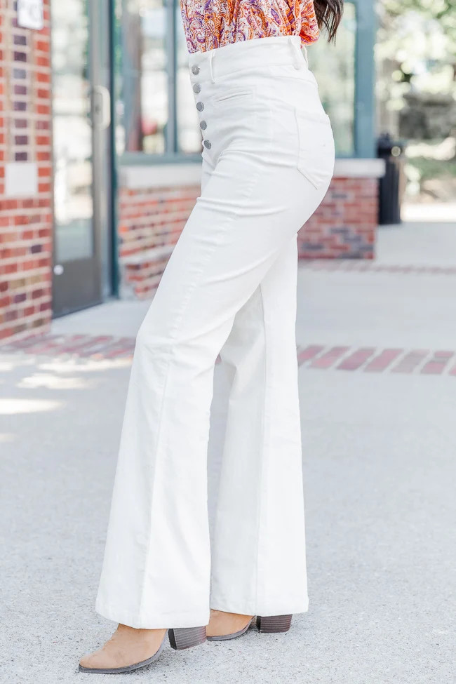 I Can't Forget Cream Button Fly Corduroy Pants Cream | Pink Lily