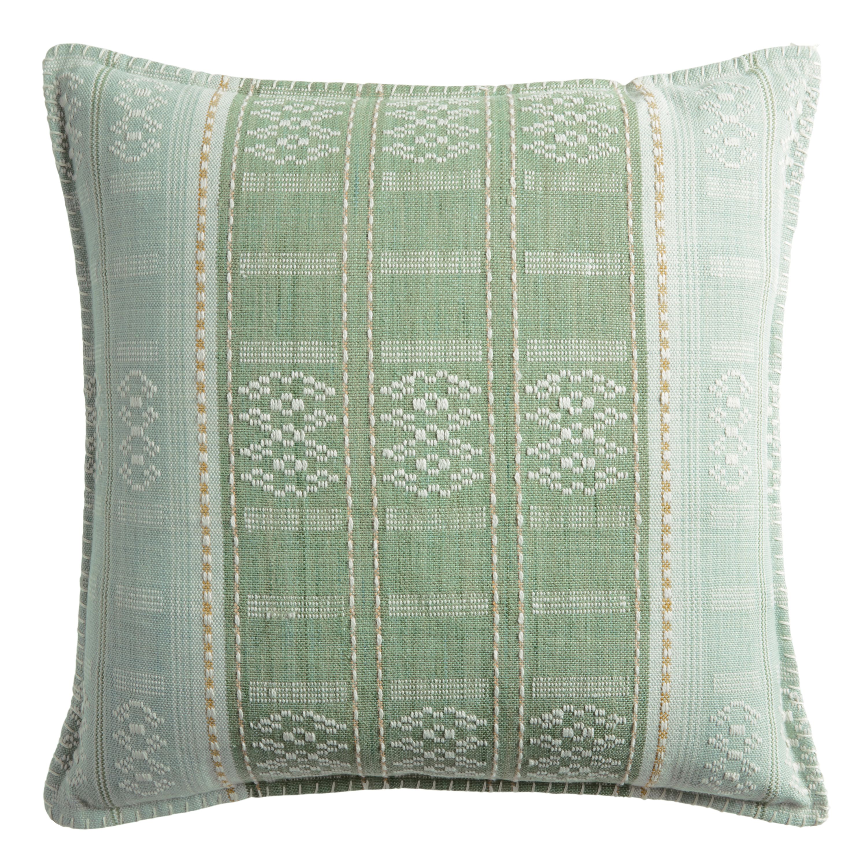 Umbud Stripe Embroidered Indoor Outdoor Throw Pillow | World Market