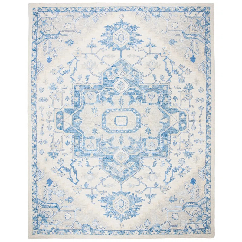 Lauren Ralph Lauren Percy Hand Tufted, 80% Wool, 20% Cotton, Ivory / Blue Area Rug | Wayfair North America